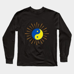 Blue and Yellow Universe in the Yin Yang Long Sleeve T-Shirt